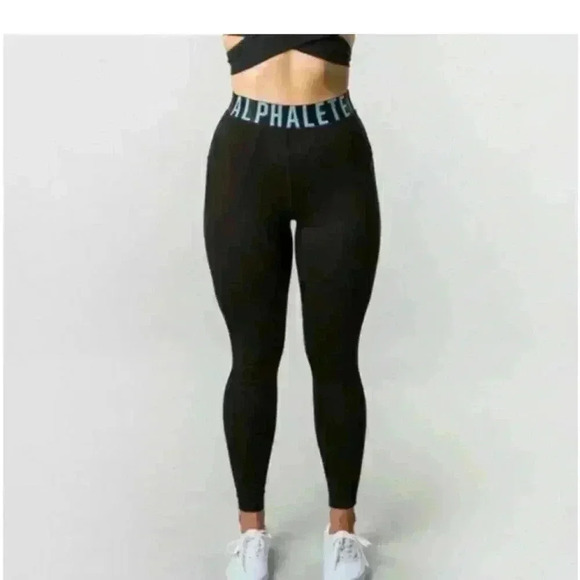 Alphalete Pants - ALPHALETE Bonded Jogger Black-White